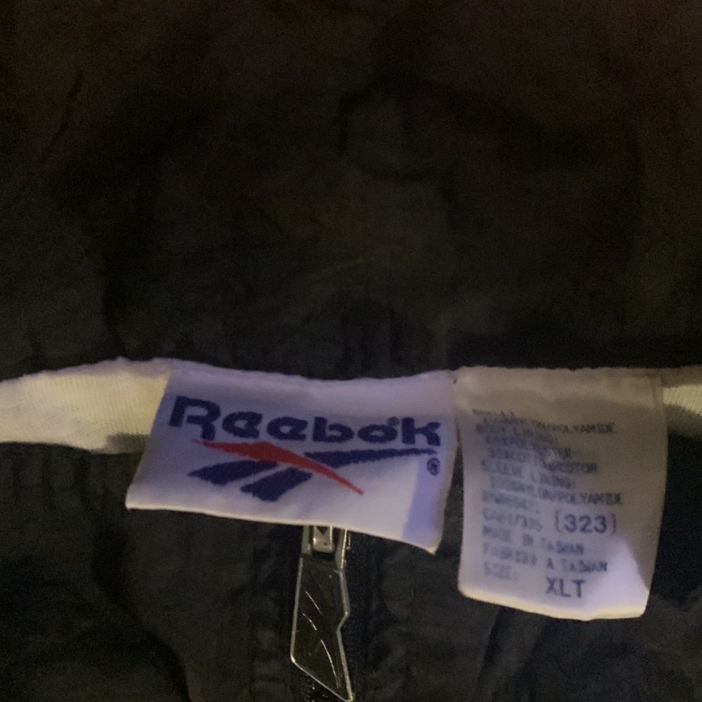 Reebok Black Windbreaker Jacket with White Chevron Stripes - Picture 2 of 5